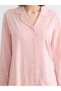 Pink Shirt Collar Heart Printed Women's Pajama Set - 3