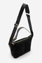 Women's Genuine Leather Hand and Shoulder Bag with Zippered Inner Pocket Livena Black Suede - 4