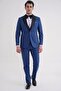 Slim Fit Removable Shawl Satin Collar Parliament Blue Groom Suit with Vest Tuxedo Suit Black 072