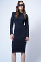 Dark Navy Blue Crew Neck Midi Length Knitted Dress Alc-X14774 - 4