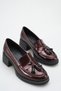 Burgundy Patent Leather Heeled Genuine Leather Women's Shoes Pompom Detailed Light Sole Leather Women's Shoes - 2