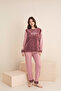 Patterned WELLSOFT Long Sleeve Women's Winter Pajama Set - 3