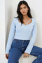 Blue Heart Collar Long Sleeve Knitted Blouse Alc-X14791 - 3