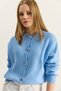 Women's Baby Blue Heart Buttoned Crew Neck Knitwear Cardigan 60283628 - 5
