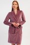 Women's Velvet Fabric Shawl Collar Long Sleeve Belted Pocketed Cotton Dressing Gown C0T2N0705