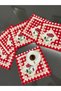 Presentation and Cocktail Cross-Stitched Detailed Napkin Set of 6 (Any Color Can Be Made) - 4