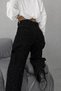 Women's Black Stone High Waist Loose Fit Buckle Jean - 3