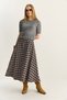 Women's Coffee and Navy Blue Plaid Patterned Pocket Detailed A-Line Long Skirt 60283870 - 4