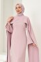 Powder Pearl Detailed Cape Evening Dress - 2