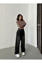 Black Embroidered Jeans with Back Belt Buckle and Knee Embroidery, Loose Legs