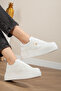 Mın Buckled White Leather Women's Casual Sneakers - 3
