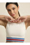 Women's White Stripe Bandage Crop Blouse Nj54 - 2