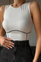 Women's White Corded Fabric Crop Blouse Nj49 - 2