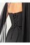 Black Bow Detailed Scarf Strapless Evening Dress - 7