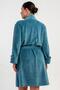 Women's Plus Size Dressing Gown - Velvet Shawl Collar with Pockets 100% Cotton Dressing Gown C3T2N0705 - 4
