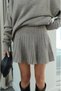 Pleated Mini Skirt Fisherman Sweater Bottom Top Knitwear Set - 4
