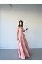 Powder Strap Stone Embroidered Long Evening Dress - 3