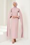 Powder Pearl Detailed Cape Evening Dress - 3