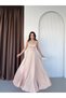 Beige Strap Stone Embroidered Long Evening Dress - 3