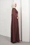 Plum Waist Stone-Embellished Cape Pleated Evening Dress - 4
