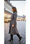 Gray smoked a quality premium tied Slit midi length cashmere coat - 2