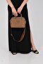 Tütün - Brown Satin Women's Handbag Sp1217 - 3