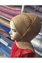 Gold Shimmering Embellished Detailed Accessory Model Ready-To-Wear Turban Ready-To-Wear Shawl Evening Dress Shawl Veil - 3
