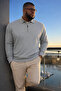 Men's Plus Size Trendy Zippered Gray Sweatshirt - 4