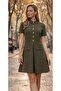 Women's Buttoned Pleated Detail Dress - 2