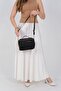 Black - Black Satin Women's Crossbody Bag Sp1221 - 3