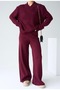 Relaxed Fit Burgundy Color Knitwear Trousers