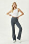 Folding Waisted Flared Knitted Trousers Lcr0105 Smoked - 2