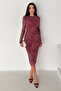 Women's Paisley Patterned Midi Dress – Burgundy Veil - 6