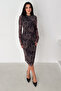 Women's Paisley Patterned Midi Dress – Burgundy Veil - 2
