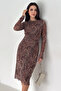 Women's Paisley Patterned Midi Dress – Burgundy Veil - 2