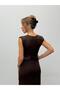 Brown sleeveless maxi dress with lace detail at the waist - 4