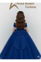 Girl's Cobalt Blue Pearls Velvet Dress, Girl's Graduation Dress - 2