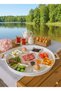 Modern Nordic Series 3-Piece Metal Presentation Tray Set - White Tray with Wooden Handle (51-37-30 cm) - 6