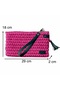 Women's Handmade Star Patterned Fuchsia Clutch Portfolio Bag - 2