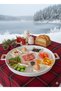 Modern Nordic Series 3-Piece Metal Presentation Tray Set - White Tray with Wooden Handle (51-37-30 cm) - 7