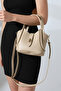 Taupe Medium Women's Gold Snap Makeup Bag Gift Included - Shoulder and Clutch Bag Stylish and Modern Design - 3