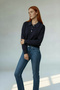 Navy Blue Buttoned Polo Neck Knit Sweater - 3