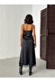 Thick Satin Stylish Skirt with Lace Drape Detail - 4