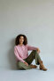 Pink Buttoned Polo Neck Knit Sweater - 3