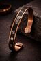 سوار رجالي من النحاس النقي مع جلد أسود علوي ونمط مغناطيسي قابل للتعديل للرجال والنساء - 5