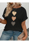 Unisex Black 3-Piece Heart Printed Crew Neck T-Shirt - 3