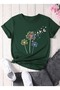 Unisex Green Dandelion Printed Crew Neck T-Shirt