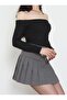 Madonna Collar Crop Cotton Stretch Fabric Soft Bodysuit – Black - 2