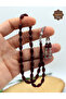 Dark Burgundy Barley Cut Silver Moon Star Tassel Clasp Amber Prayer Beads 201024955 - 2