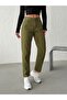 Khaki High Waist Linen Mom Pants - 8